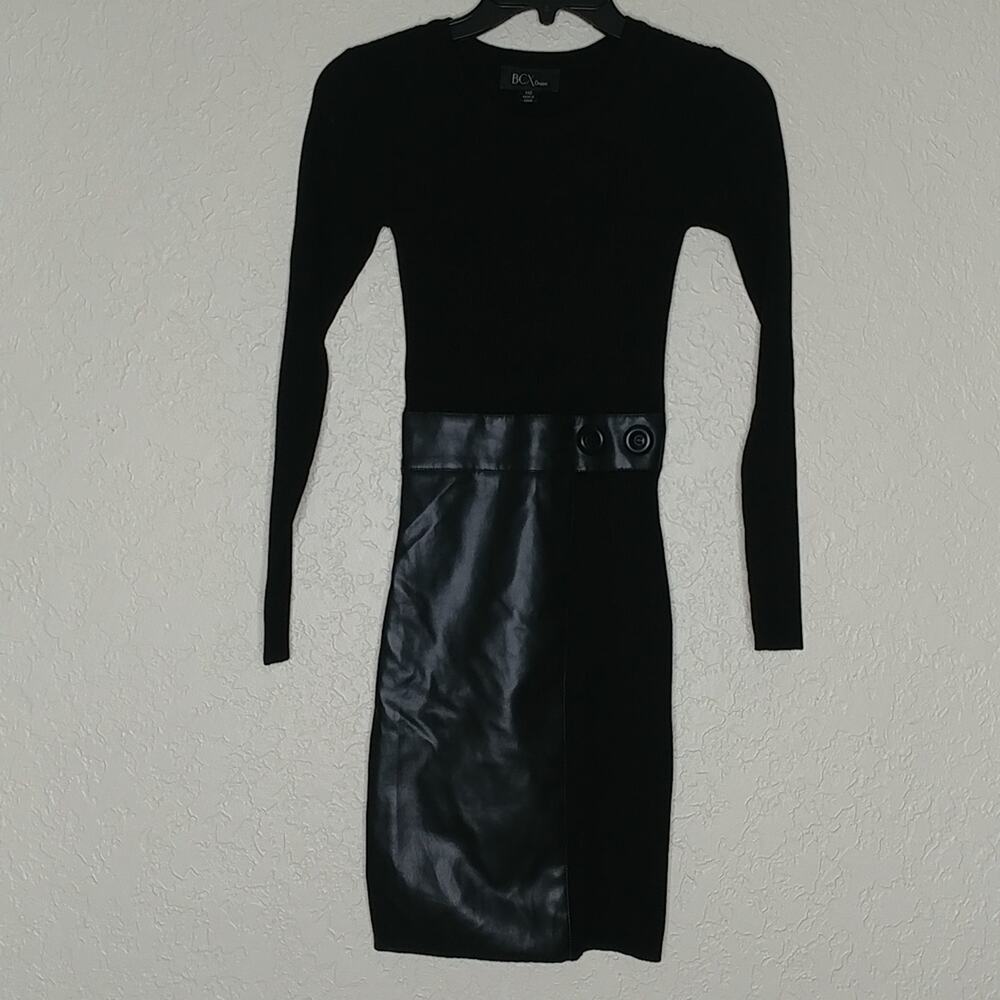 BCX Sweater Dress With Mock Leather‎ Accents Size XXS